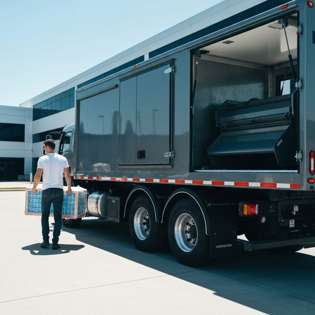 Mobile shredding truck arriving onsite